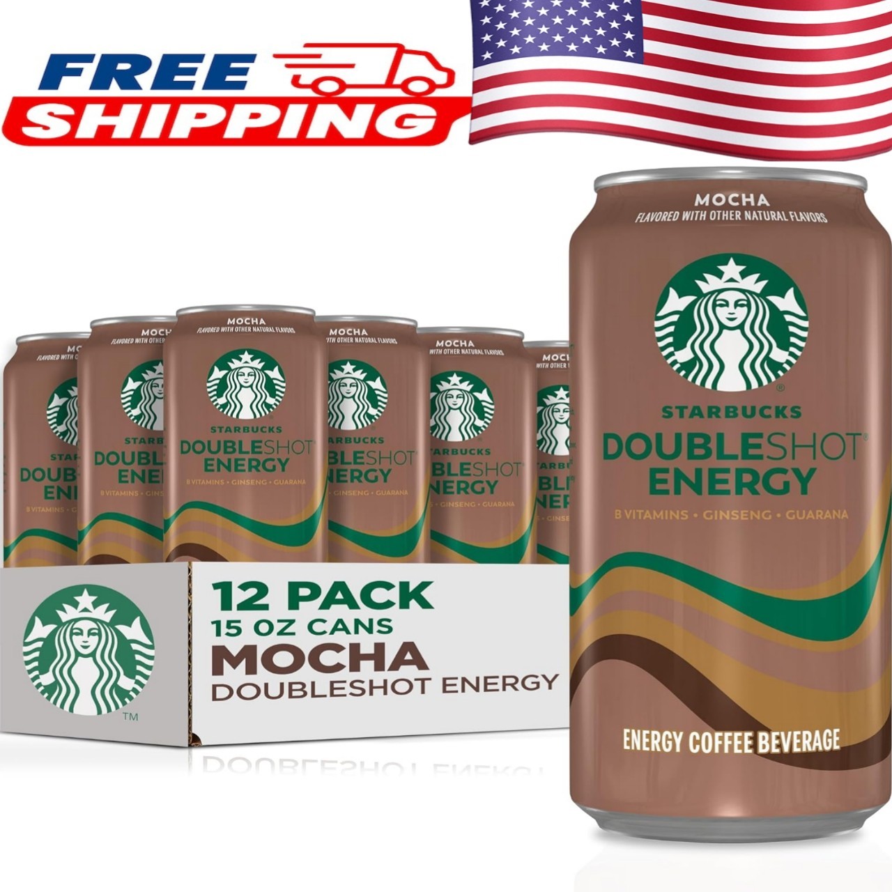 Starbucks Doubleshot Energy Drink Coffee Beverage, Mocha, Iced Coffee,(12 Pack)