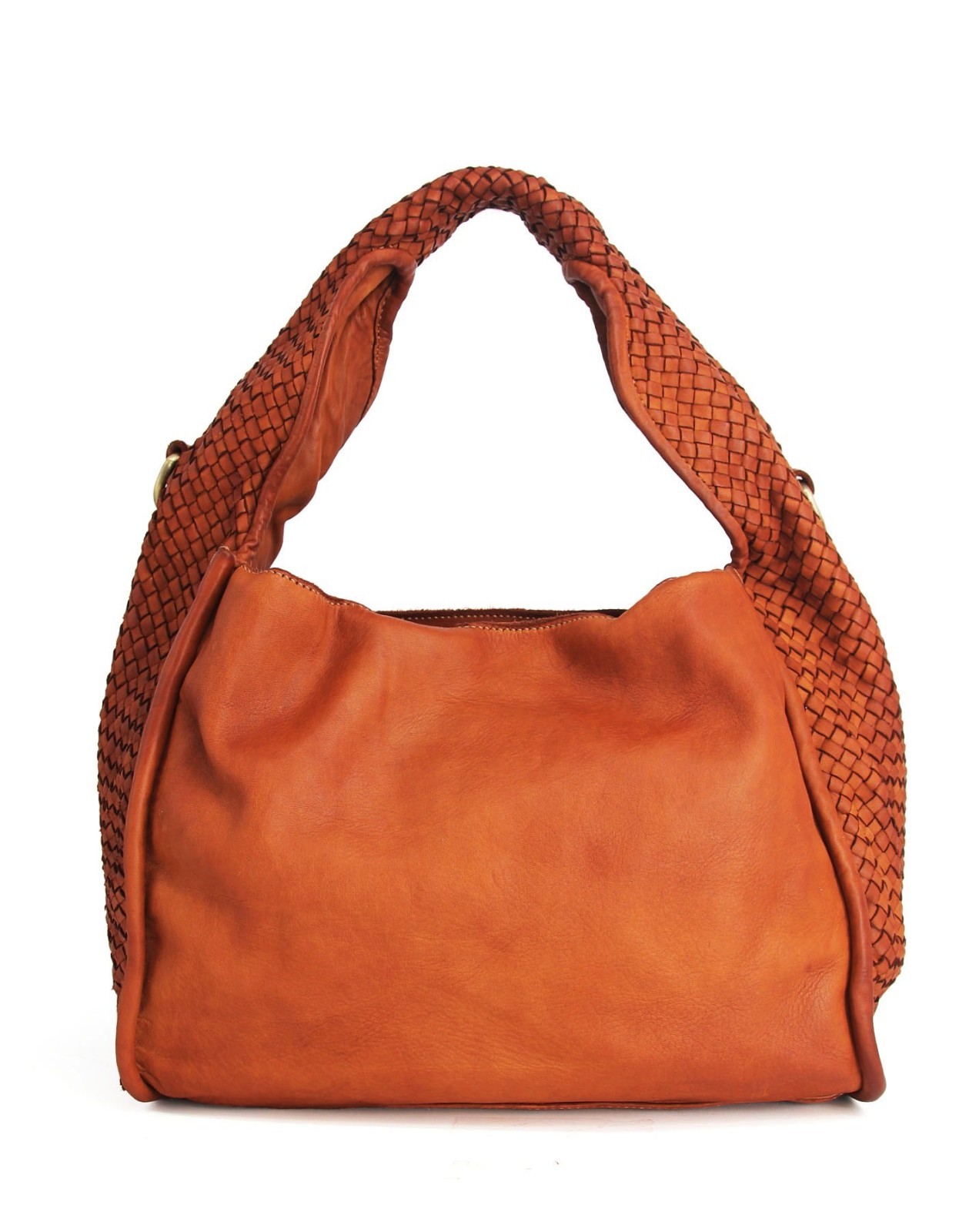 ITALIAN VINTAGE WASHED & HAND-WOVEN LEATHER HOBO SHOULDER BAG - MADE IN ITALY ITALIAN VINTAGE WASHED & HAND-WOVEN LEATHER HOBO SHOULDER BAG - MADE IN ITALY