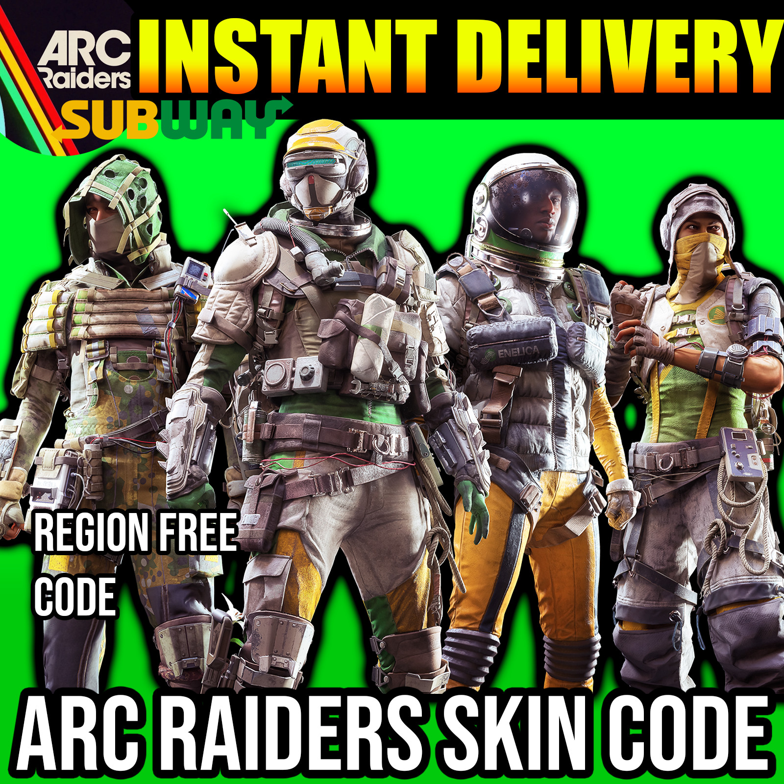 Arc Raiders x Subway - Subterranean Outfit Skin Exclusive Code AUTHENTIC