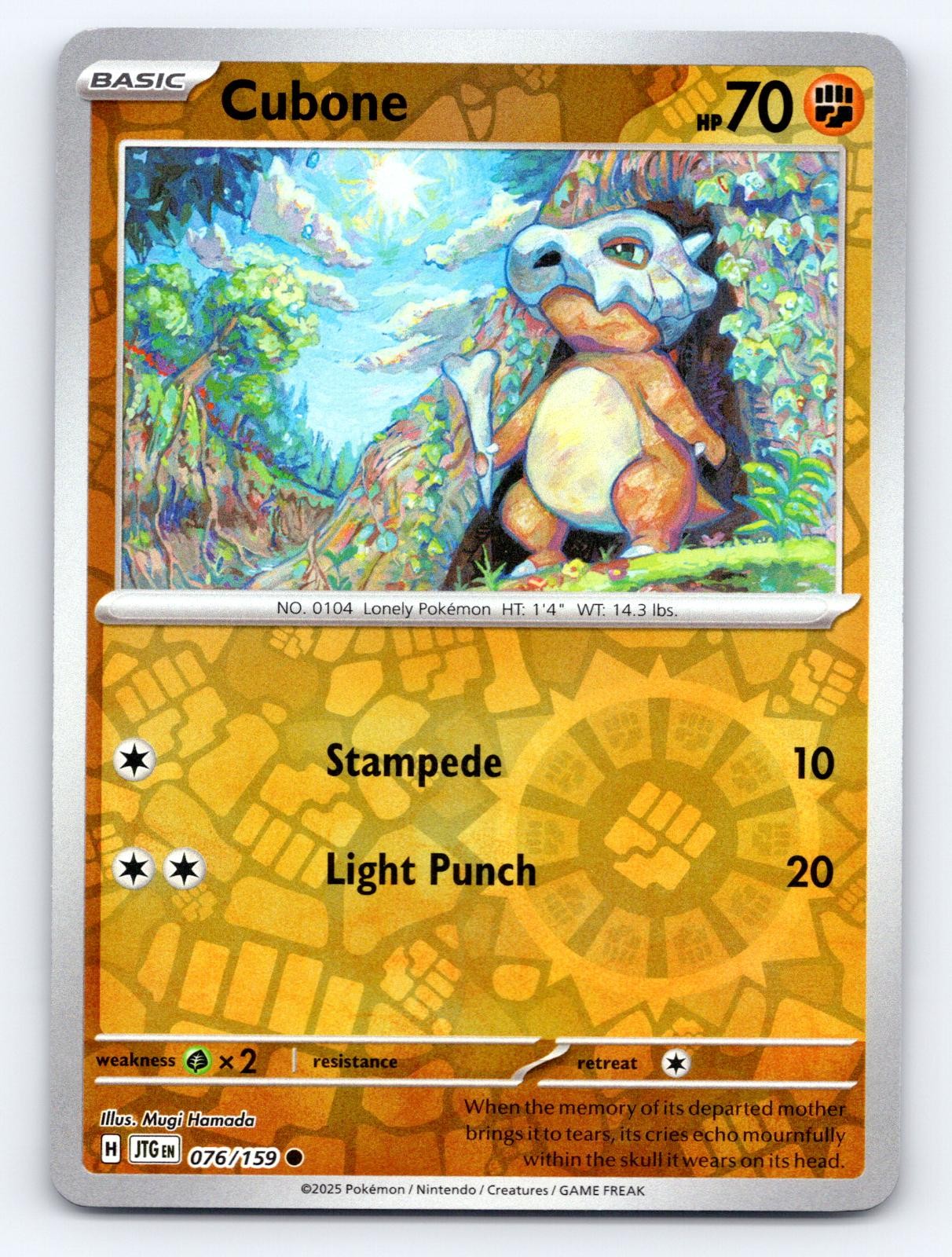 Cubone 076/159 Common Journey Together Pokemon Reverse Holo Near Mint