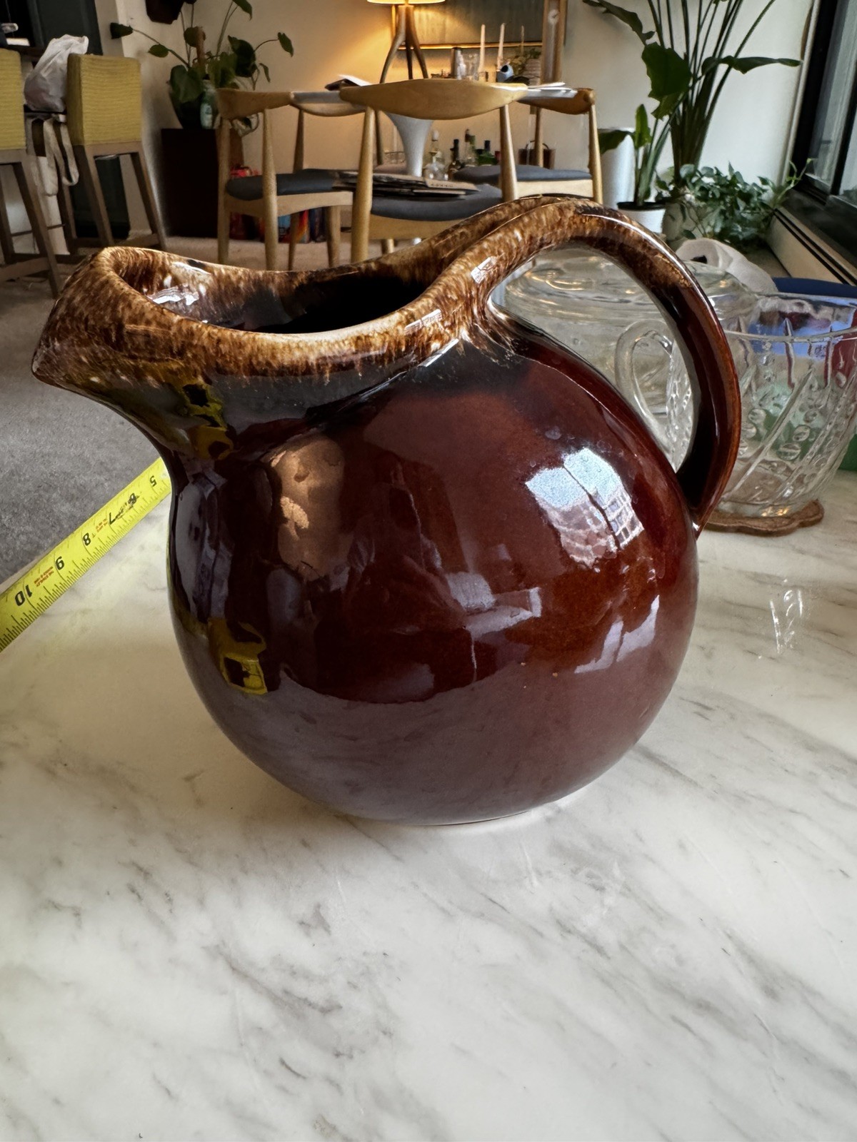 PERFECT Vintage Hull Pottery Brown Drip Tilted Ball Pitcher Ice Lip Cookware USA