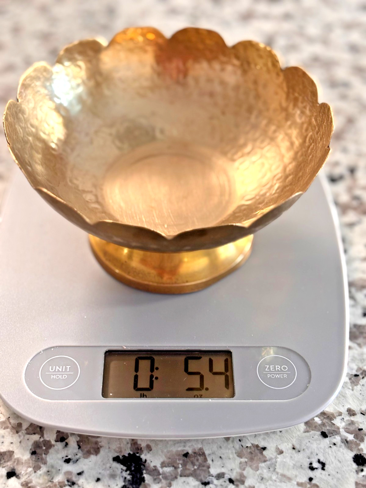 Vintage Solid Brass Scalloped Edge Pedestal Bowl 5\