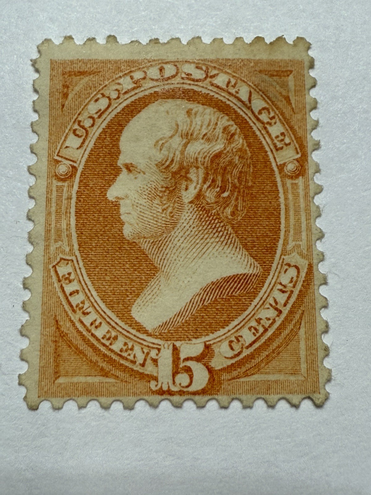 Scott #199 - Unused 15c Webster - Orange, Soft Porous Paper - Gorgeous Stamp