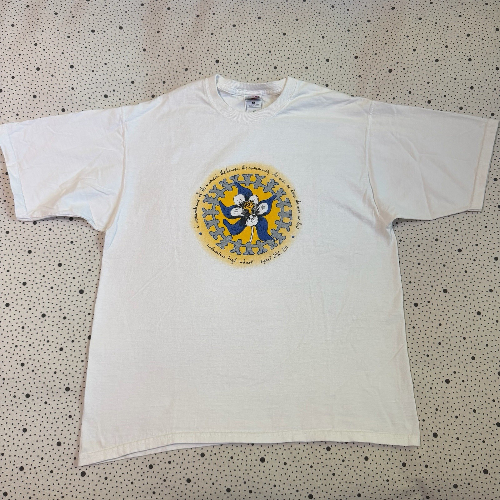 Vintage 1999 Columbine High School Memorial Shirt Size Large White CHS