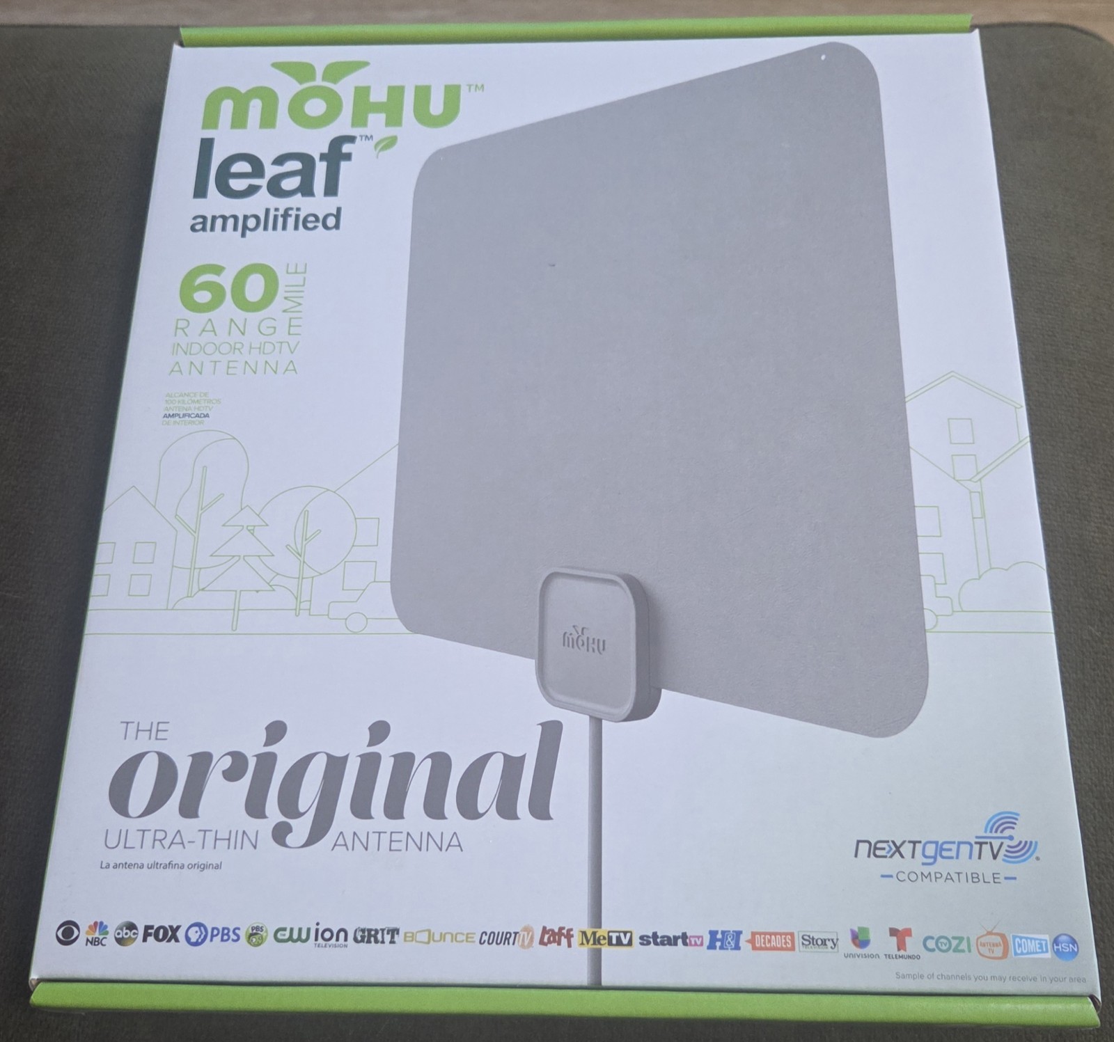 Mohu - Leaf Amplified Indoor HDTV Antenna, 60-mile Range - Gray (NEW in Box)