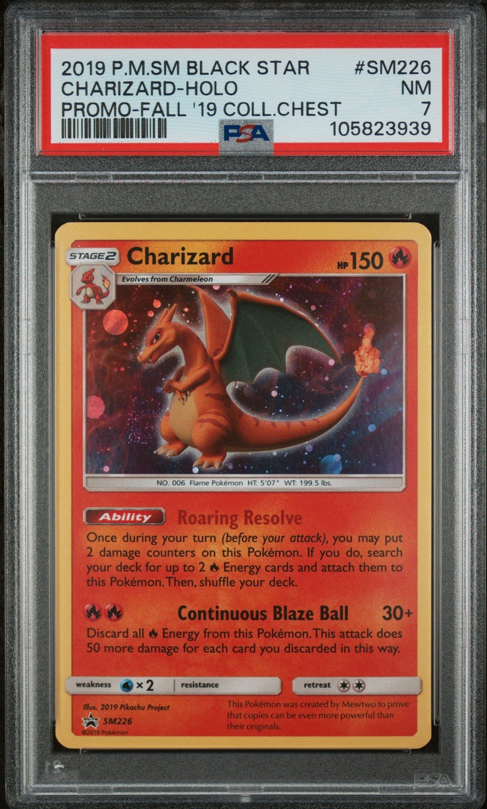 2019 Pokemon Black Star Promo Charizard Holo #SM226 PSA 7 NM Fall Chest 2019 Pokemon Black Star Promo Charizard Holo #SM226 PSA 7 NM Fall Chest