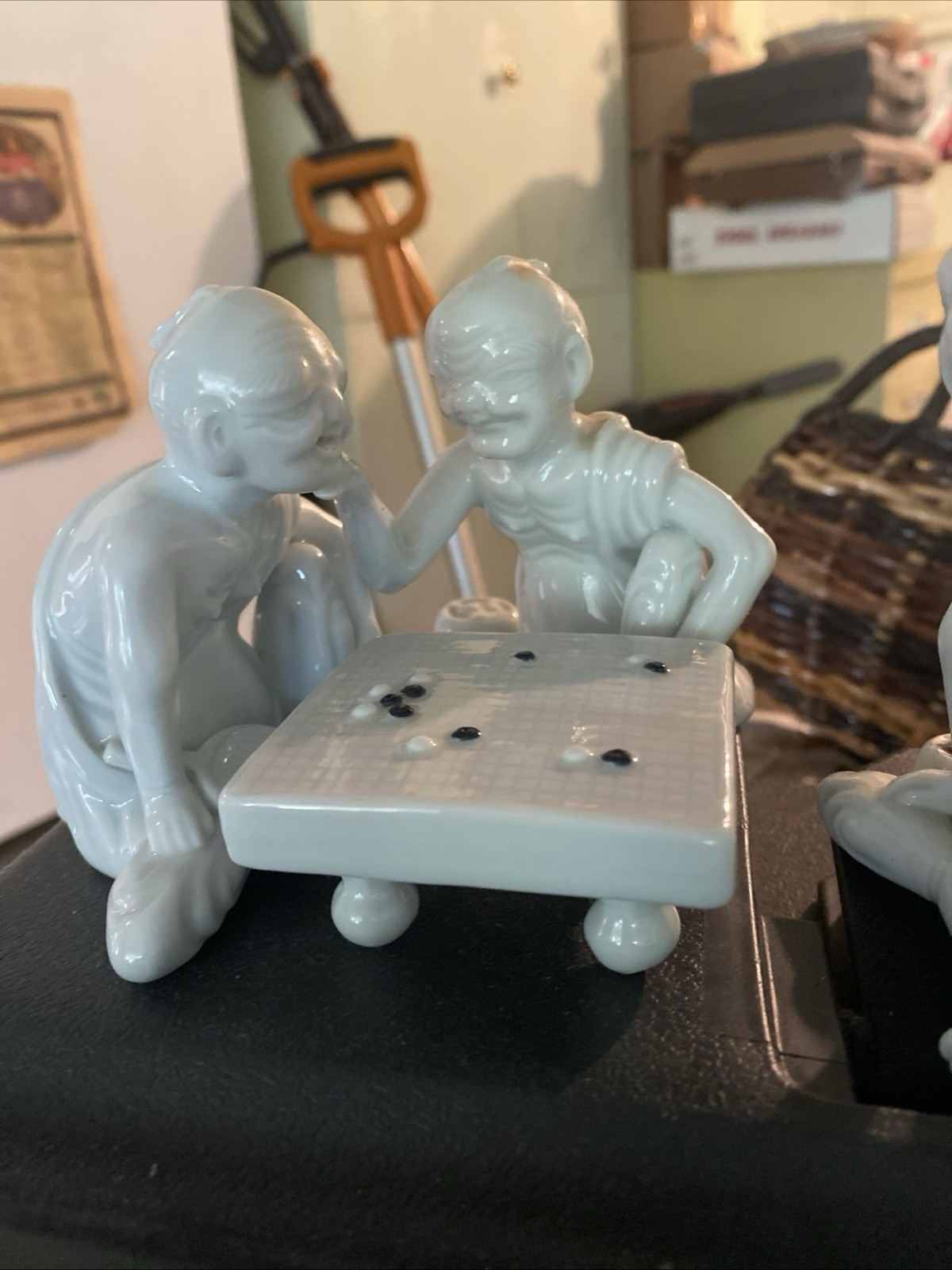 Vintage  Small Japanese Figurines Playing Go
