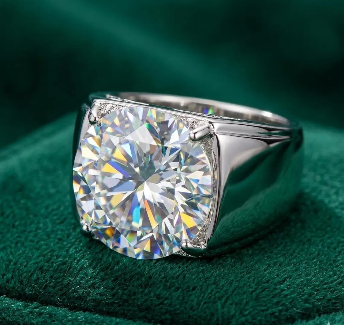 Rare 10.30 Ct Certified Round White Diamond Solitaire Men\'s Ring In 925 Silver Rare 10.30 Ct Certified Round White Diamond Solitaire Men\'s Ring In 925 Silver