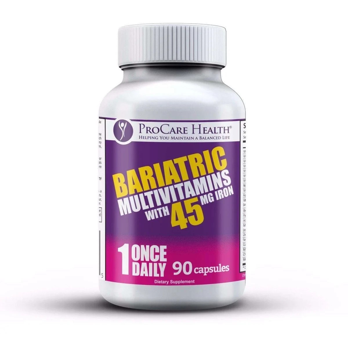 1-5 pack Bariatric Multivitamin ONE Daily with 45 mg of Iron - 90 Capsules