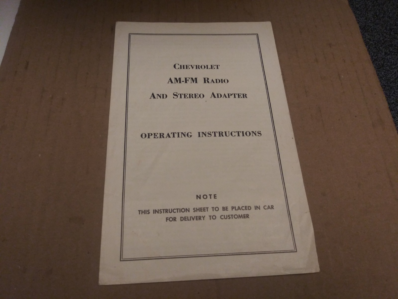 1968,69,70,71,72,73 ORGINAL CORVETTE AM/FM RADIO INSTRUCTIONS MANUAL GUIDE