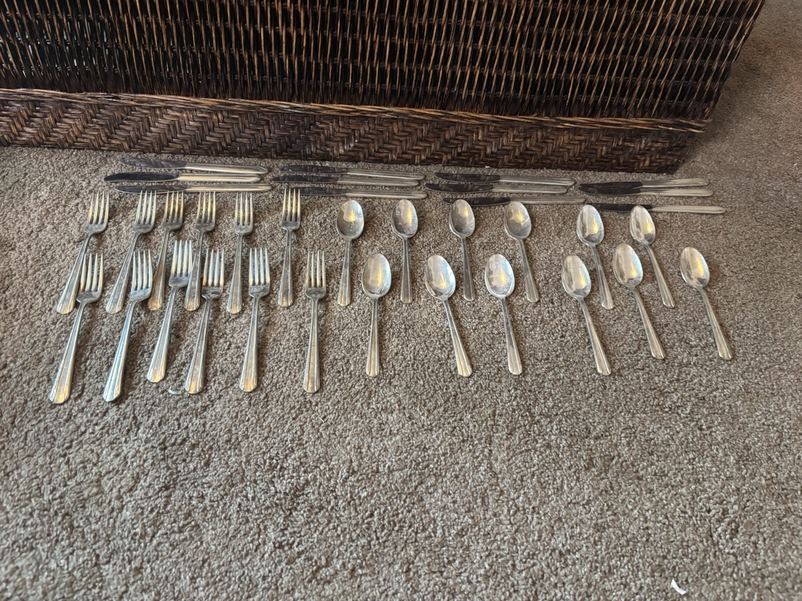 Vintage Early 80s Delta Airlines Stainless Silverware 12 Forks 12 Spoons 12 Kniv
