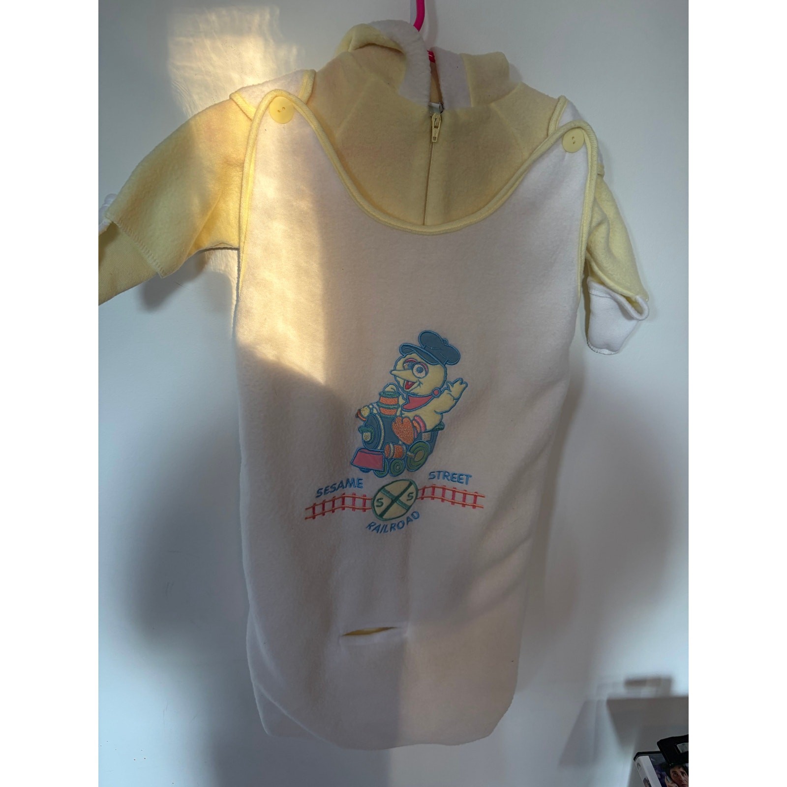 Vintage Sesame Street Big Bird Railroad Baby Bunting Yellow 0-6M