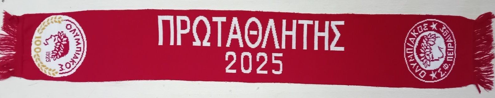 Olympiacos Champion 2025 Scarf - 100 Years Anniversary Edition - Greek Football