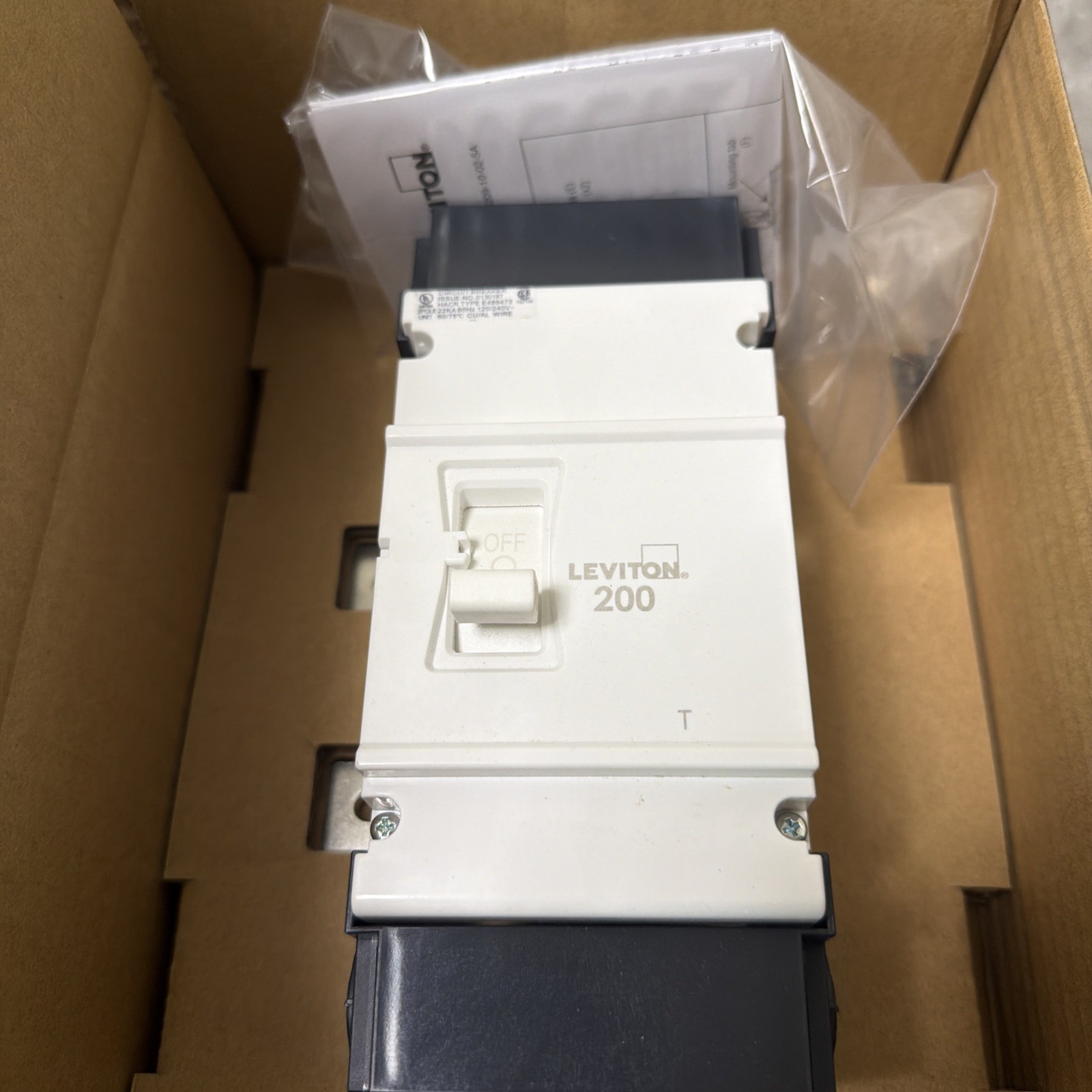 NEW Leviton LM200-T 200A 2-Pole Main Circuit Breaker, Thermal Magnetic