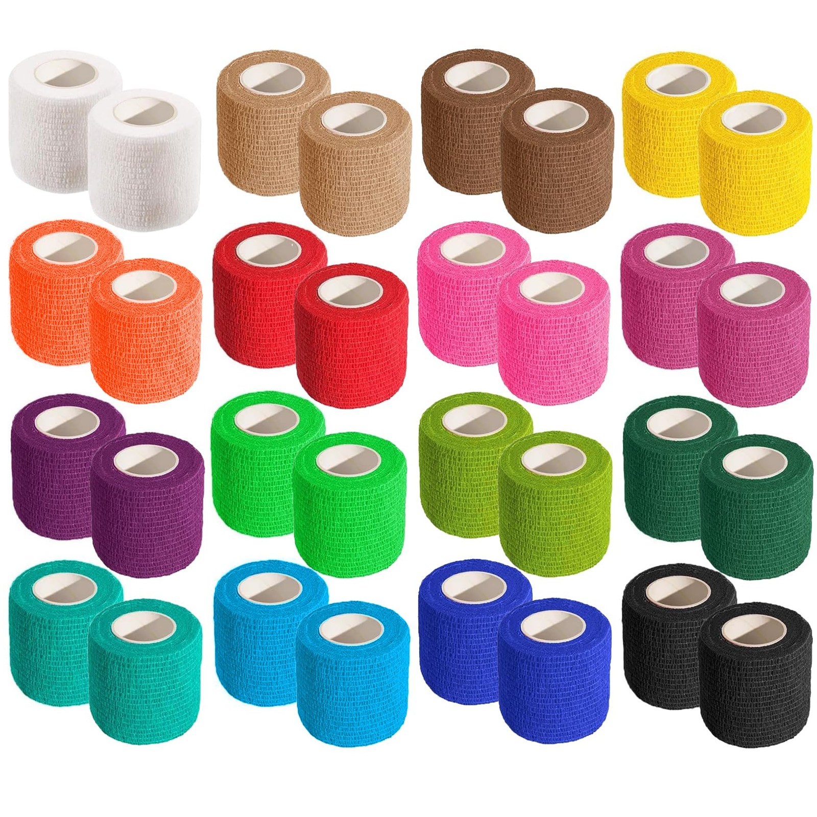 Allruyee 32 Rolls Self Adhesive Bandage Wrap 2 inch Cohesive 2 Inch, Colorful Allruyee 32 Rolls Self Adhesive Bandage Wrap 2 inch Cohesive 2 Inch, Colorful