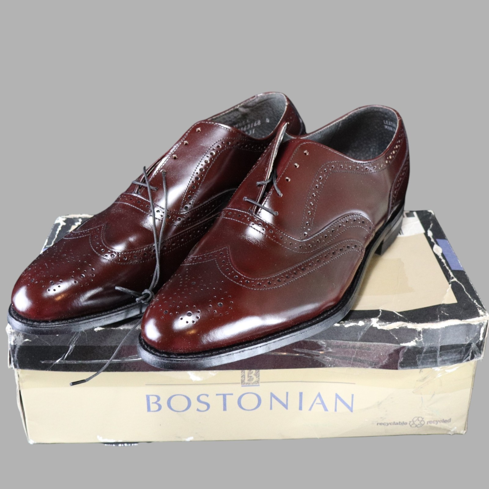 Vintage Unworn 1997 Mens 10.5 W Bostonian Iron Age Safety Toe Wingtip Oxford NOS