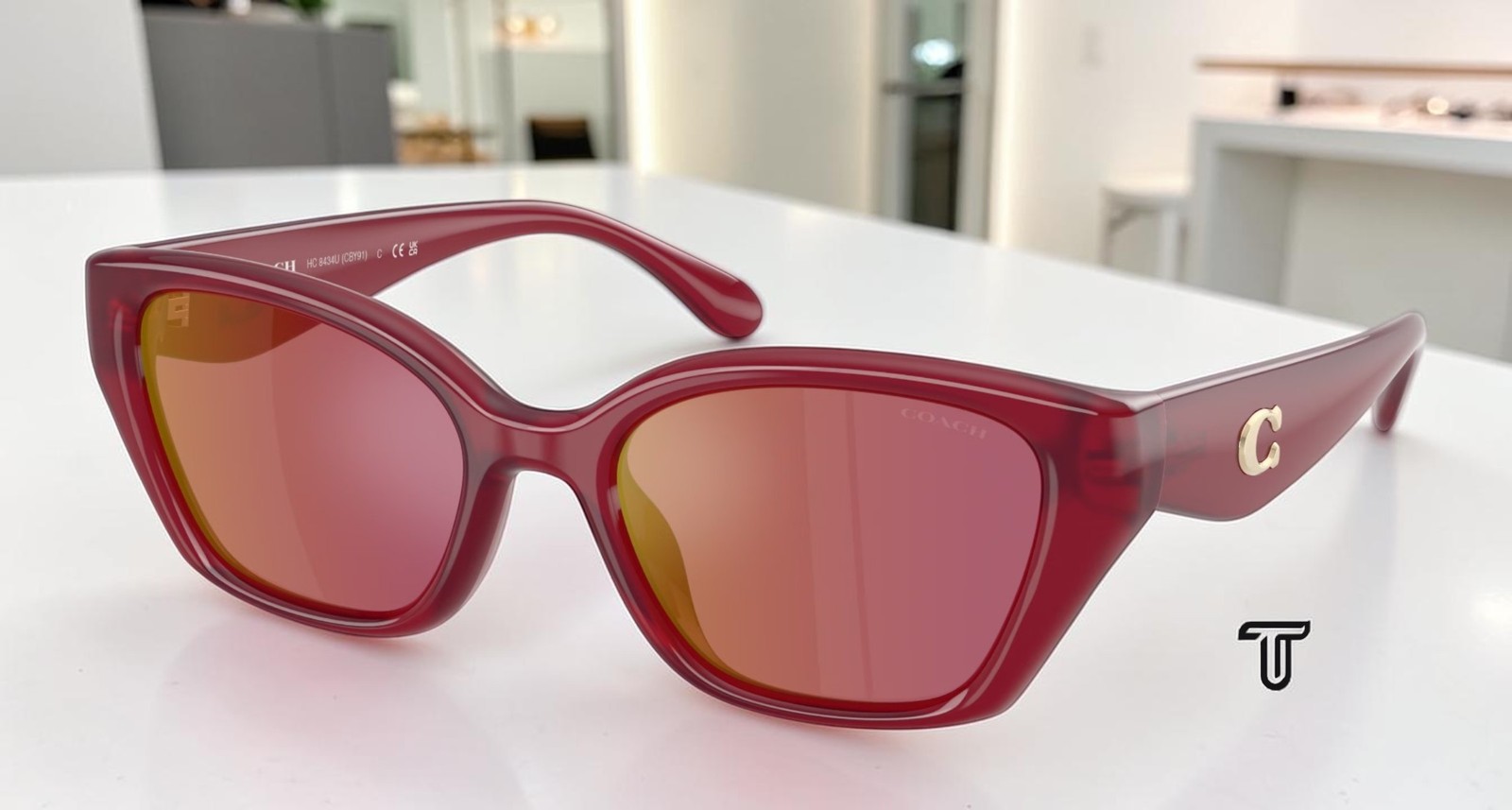 COACH HC8434U 5526D0 Cby91 Milky Cherry Berry Flash 53 mm Women\'s Sunglasses