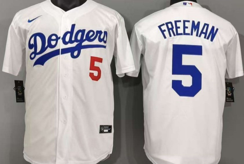 ​​Tariffs​ Free LAD Dodgers White Cool Base Sewn Stitched Jersey.