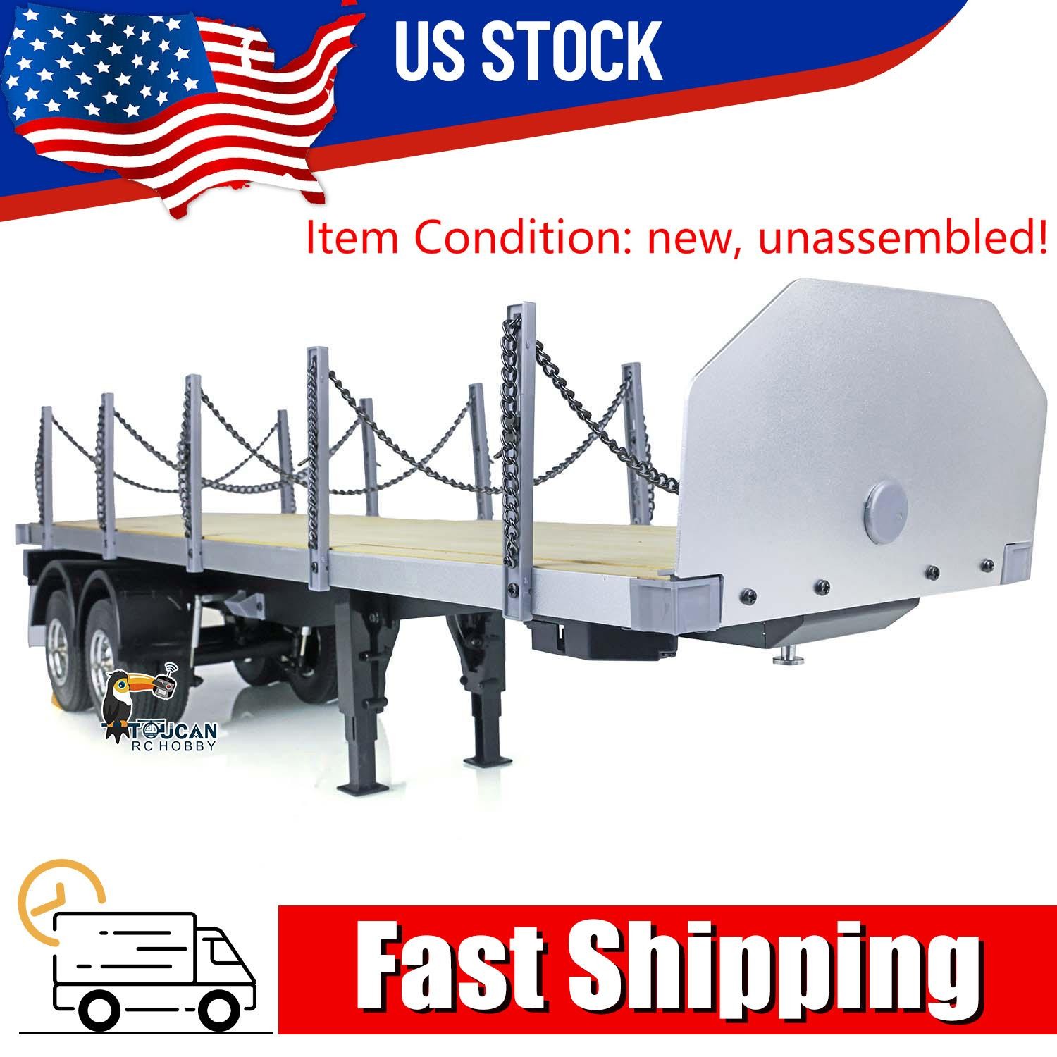 TOUCAN 1:14 2Axle RC Tractor Flatbed Semi Trailer for RC TAMIYA Tractor Truck