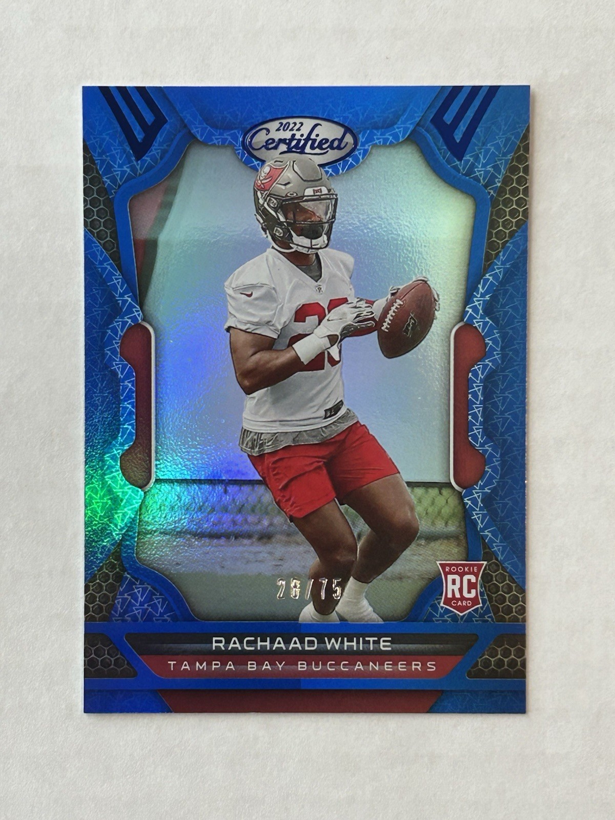 2022 Panini Certified - Rookies Rachaad White #163 Mirror Blue 28/75 (RC) 2022 Panini Certified - Rookies Rachaad White #163 Mirror Blue 28/75 (RC)