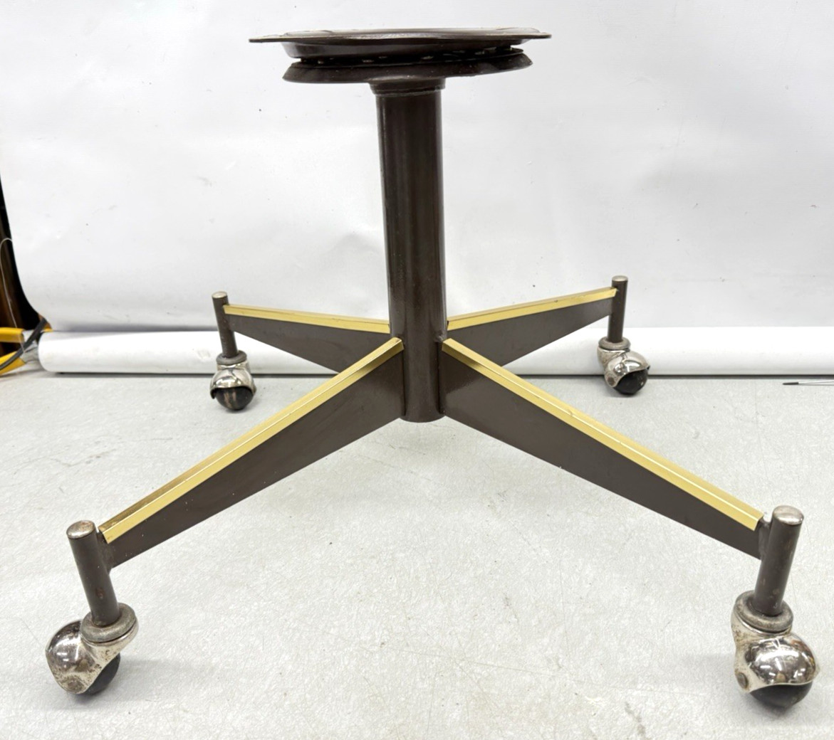Vintage MCM Rolling Swiveling Chair Leg Base Ball Wheel Mid Century Modern Brass