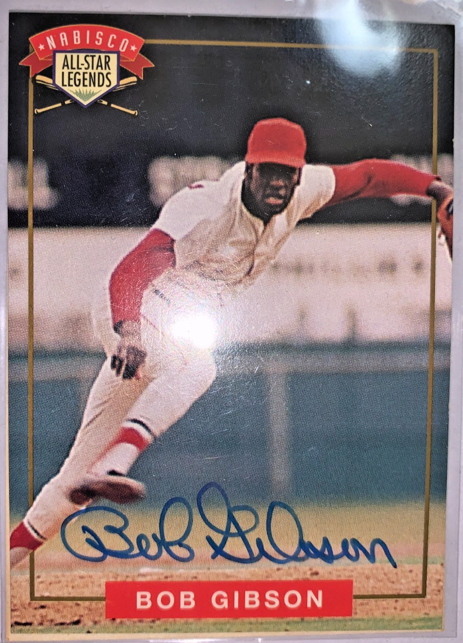 1994 Nabisco All-Star Legends Bob Gibson Cardinals HOF ON CARD AUTO w/ COA