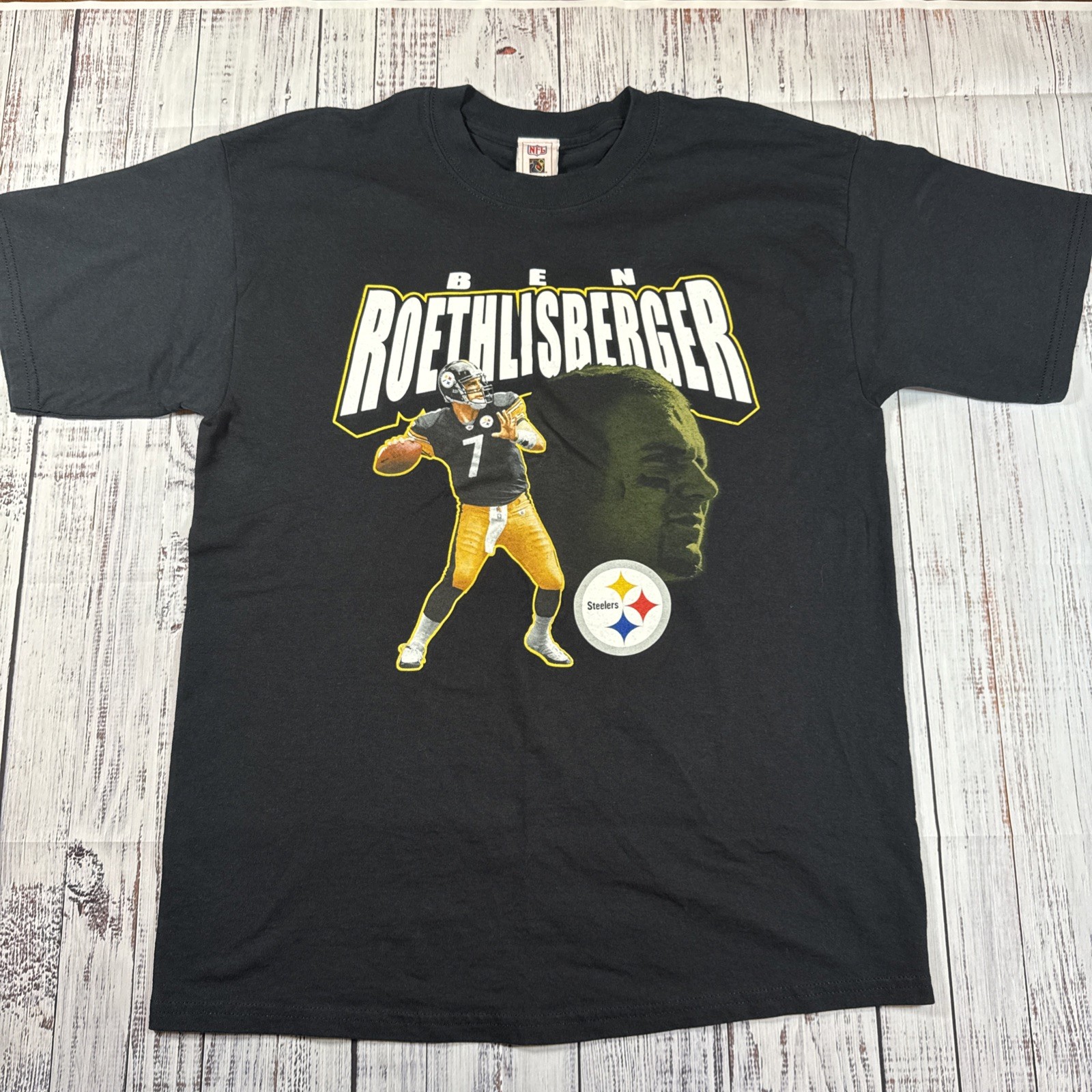 Pittsburgh Steelers Big Ben Roethlisberger Vintage Black T-Shirt Size Large Pittsburgh Steelers Big Ben Roethlisberger Vintage Black T-Shirt Size Large