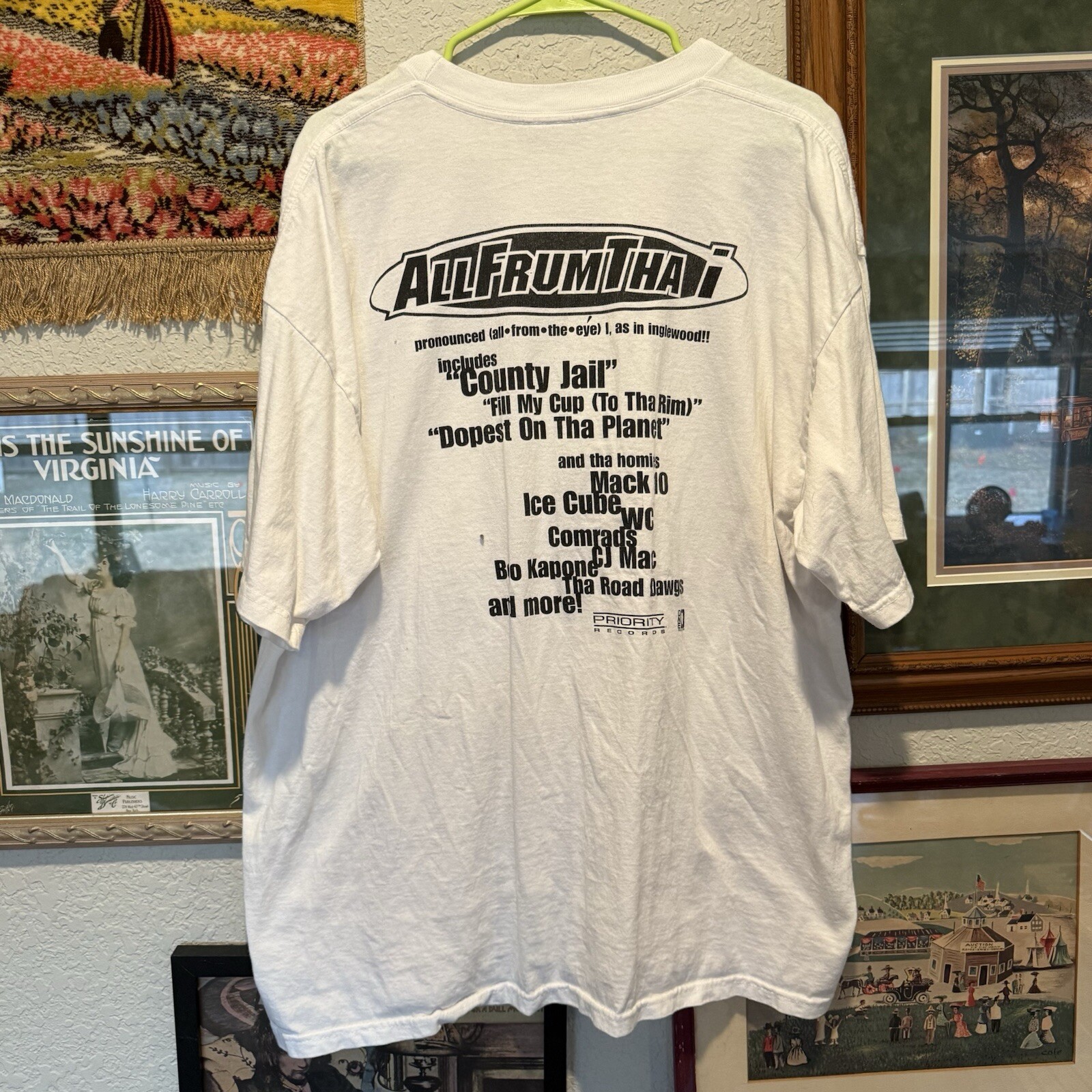 Vintage 90s Ultra Rare Ice Cube Mack 10 Allfrumtha i County Jail Rap Tee Size XL