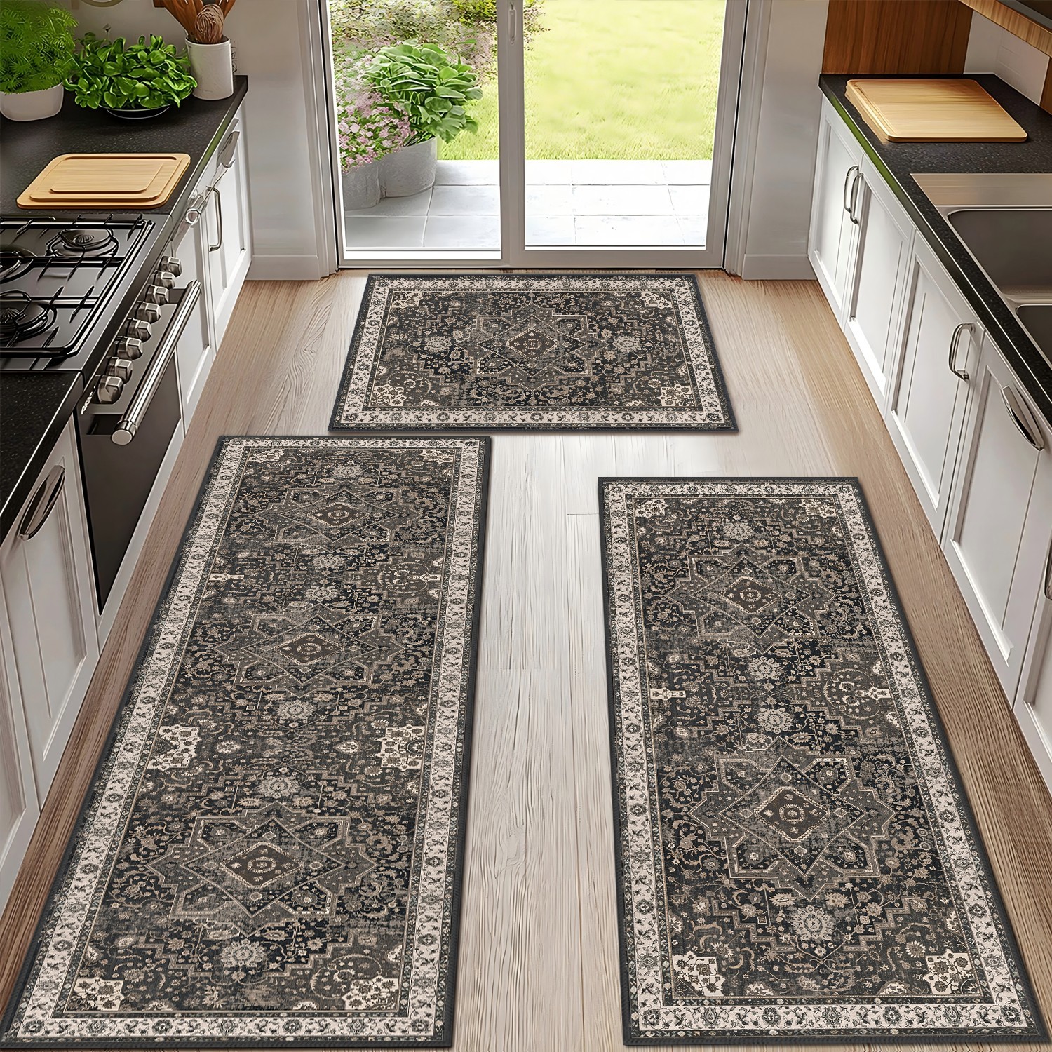 Washable Boho Kitchen Rugs Sets of 3 Kitchen Rug Runner Carpets Non Slip Area Washable Boho Kitchen Rugs Sets of 3 Kitchen Rug Runner Carpets Non Slip Area