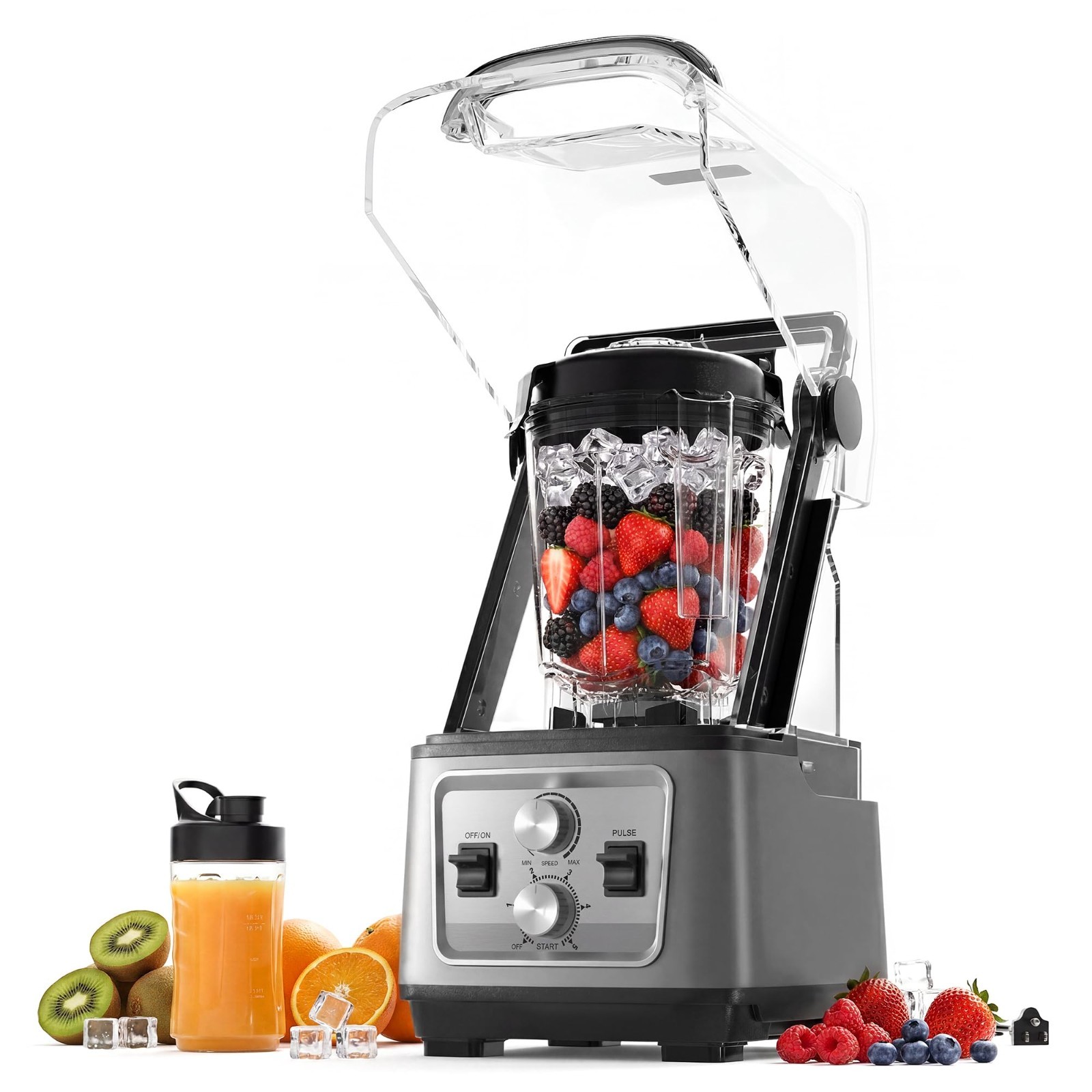 2200W 68oz Heavy-duty Commercial Blender With Shield Quiet Sound Enclosure 9 Spe