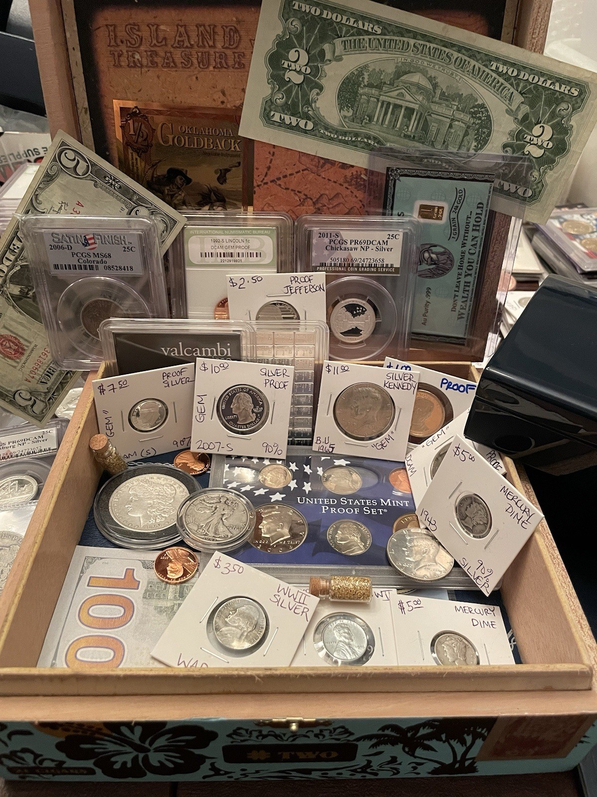 đŸ”¥ESTATE SALE Silver Coin & Currency Lot - Silver & Gold In Premium Cigar Box đŸ”¥ESTATE SALE Silver Coin & Currency Lot - Silver & Gold In Premium Cigar Box