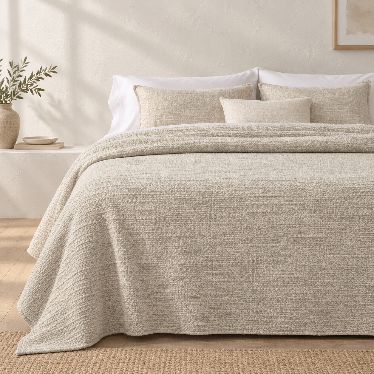 Casaluna King 100% Cotton Textured Blanket Neutral Beige NWT