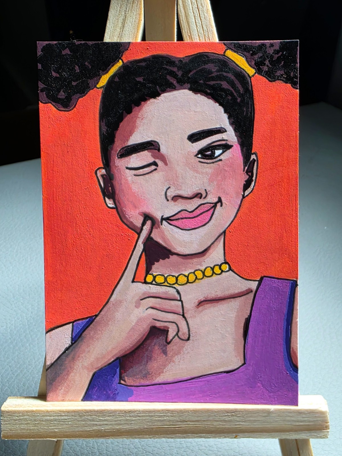 ACEO Beautiful Woman Smiling Orange Purple Original Painting SLBArtAndDesign ACEO Beautiful Woman Smiling Orange Purple Original Painting SLBArtAndDesign
