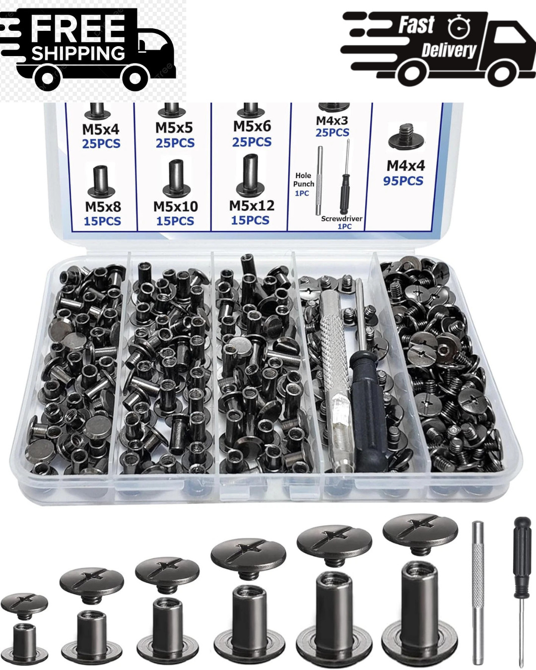 120PCS Chicago Screws for Leather, Carbon Steel for Leather Repair