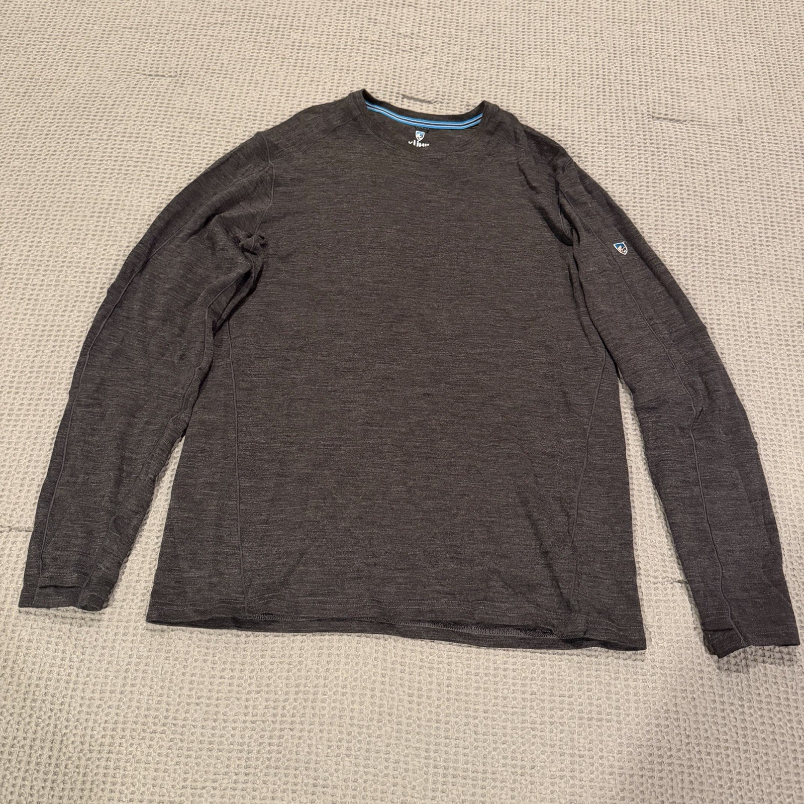 Kuhl Invigoratr Merino Wool Crew Midlayer Sweater Men\'s Large Carbon Gray 3232