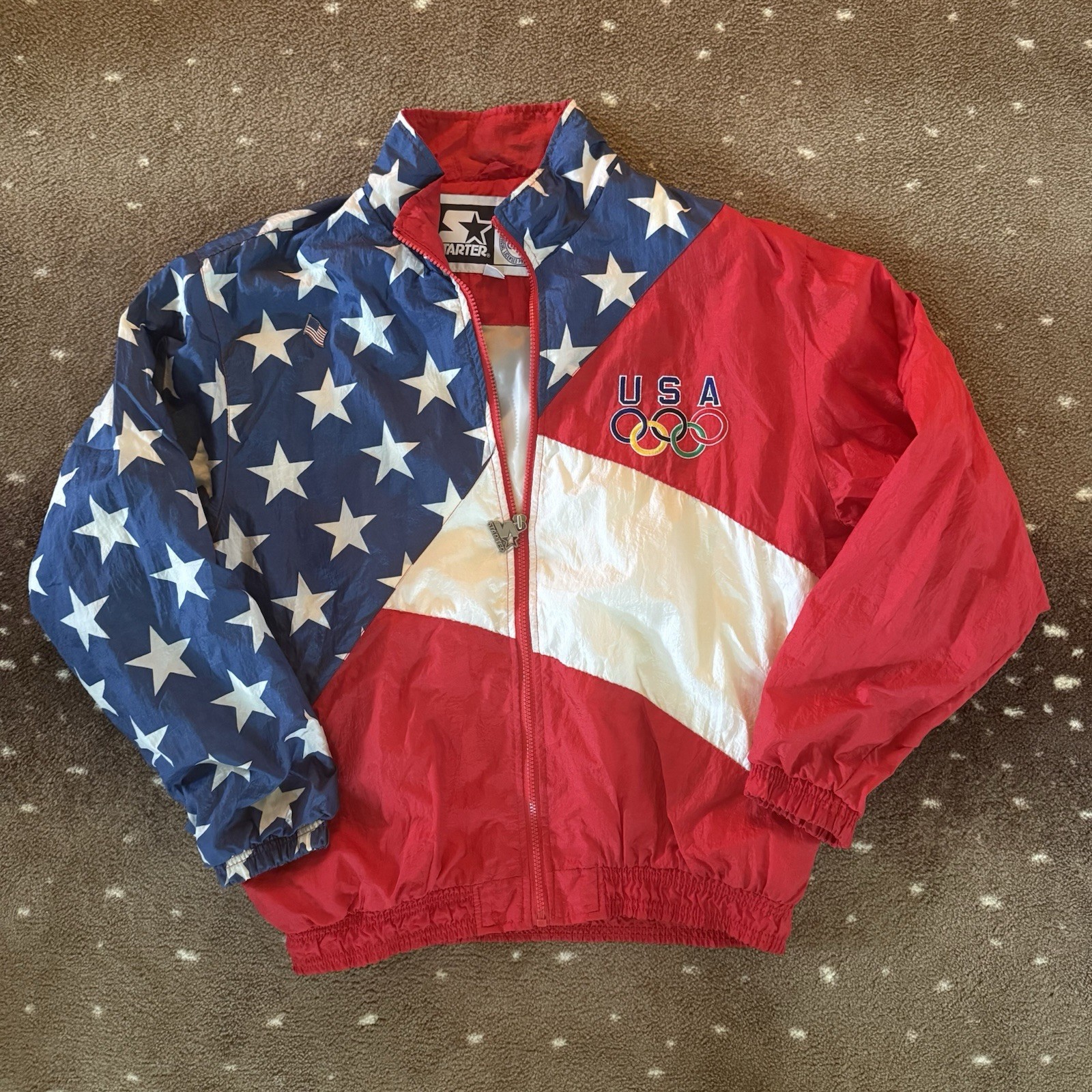 Vintage 1980s USA OLYMPICS STARTER JACKET Size MEDIUM Windbreaker Track Jacket Vintage 1980s USA OLYMPICS STARTER JACKET Size MEDIUM Windbreaker Track Jacket