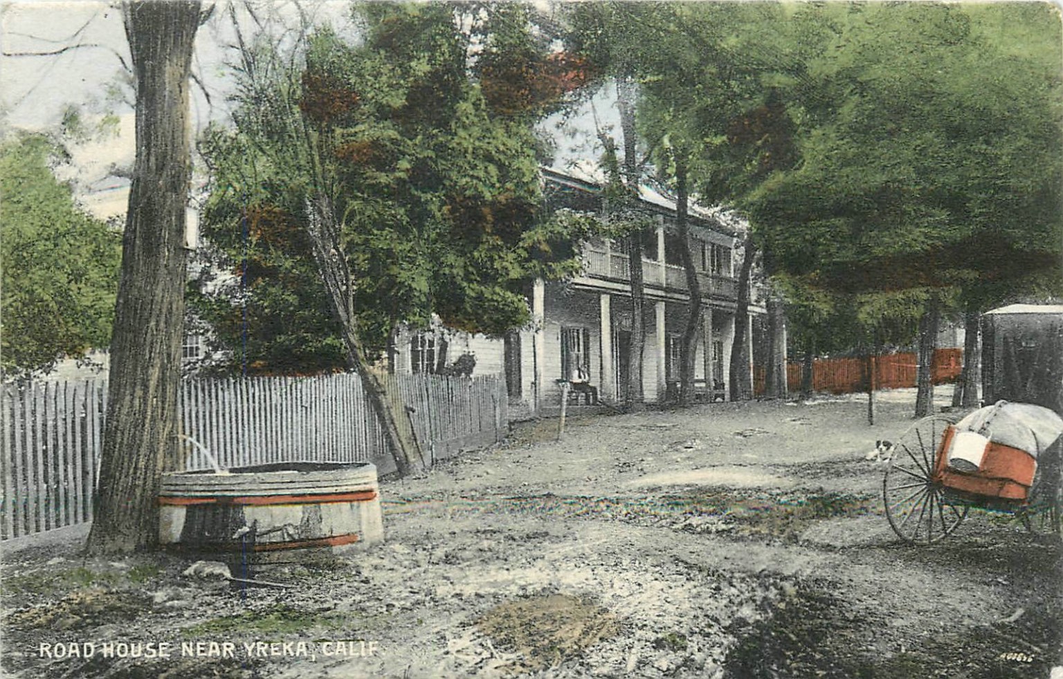 Road House Near Yreka California Postcard 1908 Hand Colored P.N.C.