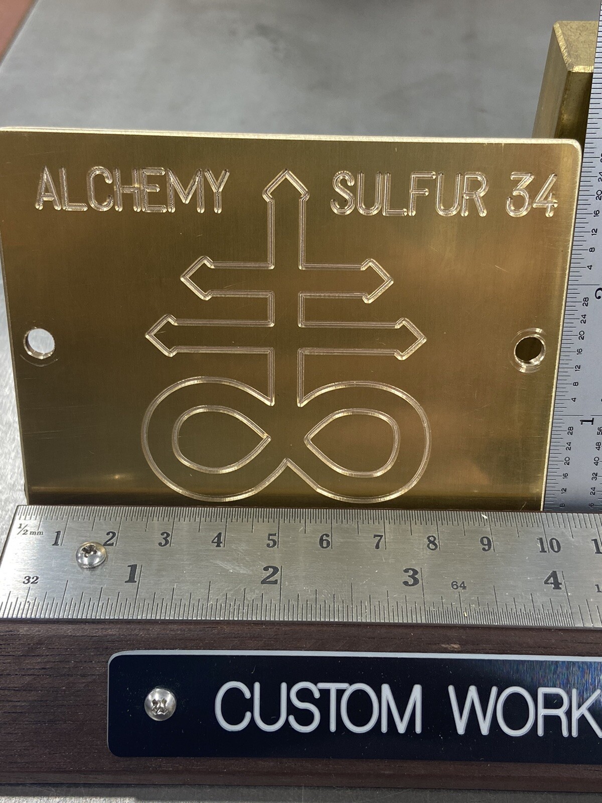 ALCHEMY SULFUR SYMBOL BRASS MASTER PLATE FOR NEW HERMES ENGRAVER FONT TRAY