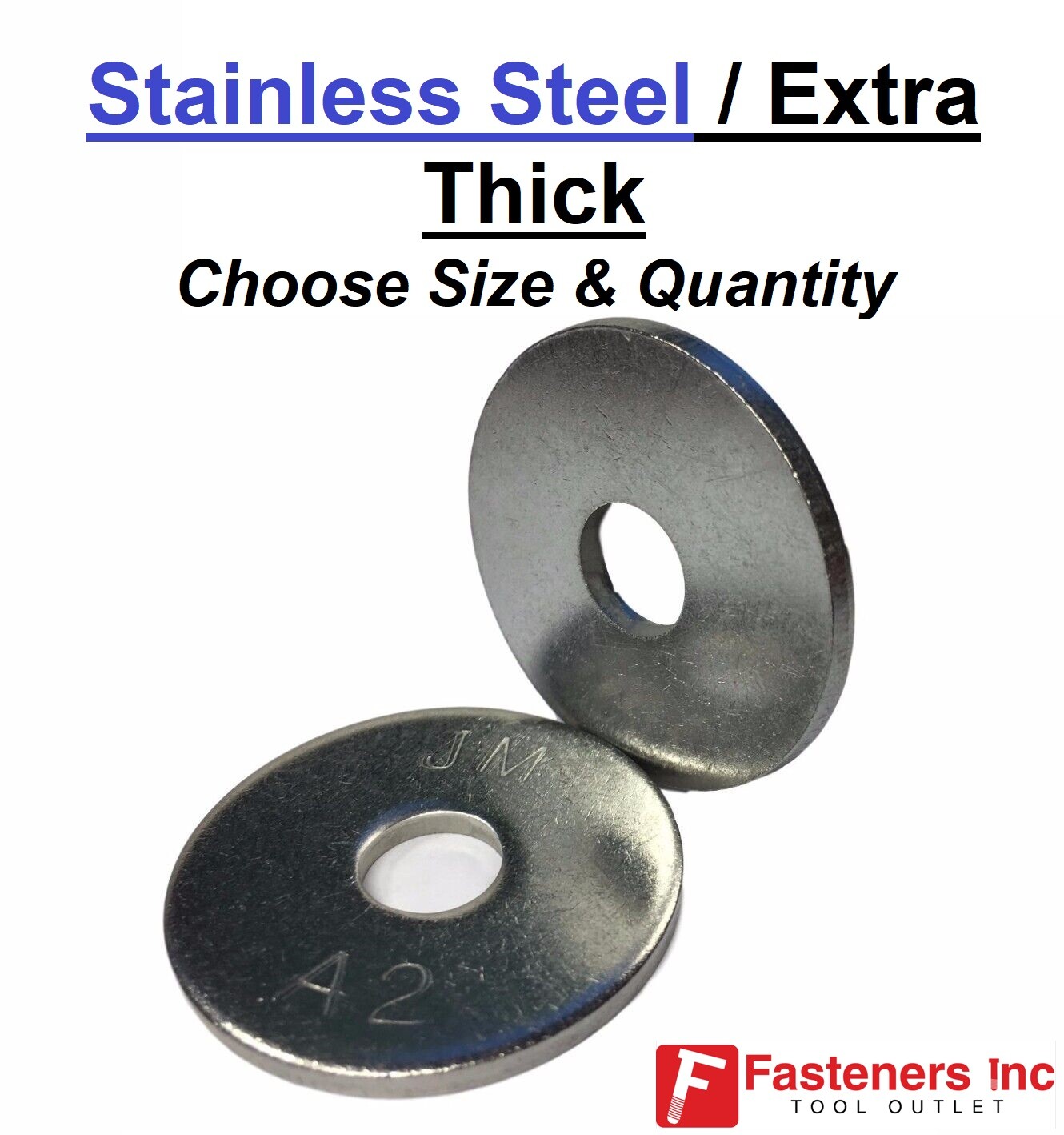 Stainless Steel Extra Thick Heavy Fender Washer Inch Sizes 1/4\