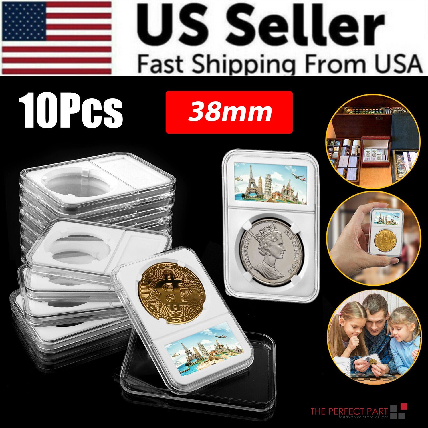 10pcs Coin Display Slabs 38mm Graded Storage for MORGAN/PEACE/IKE SILVER DOLLAR 10pcs Coin Display Slabs 38mm Graded Storage for MORGAN/PEACE/IKE SILVER DOLLAR