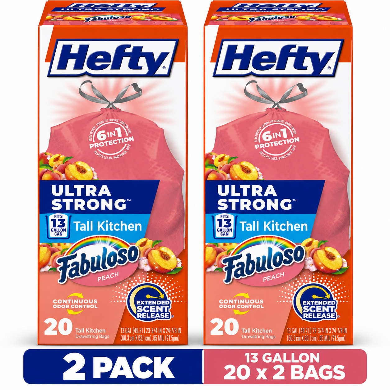 Hefty Ultra Strong 13 Gal Trash Bags Fabuloso Peach Scent 20 Ct 2 Pack Hefty Ultra Strong 13 Gal Trash Bags Fabuloso Peach Scent 20 Ct 2 Pack
