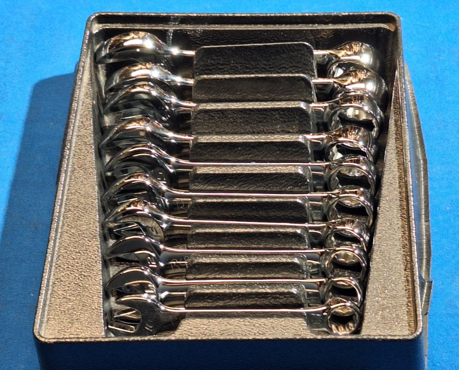 Snap-On OXIM710B 10 pc 12-Pt Metric Midget Combination Wrench Set 10mm-19mm