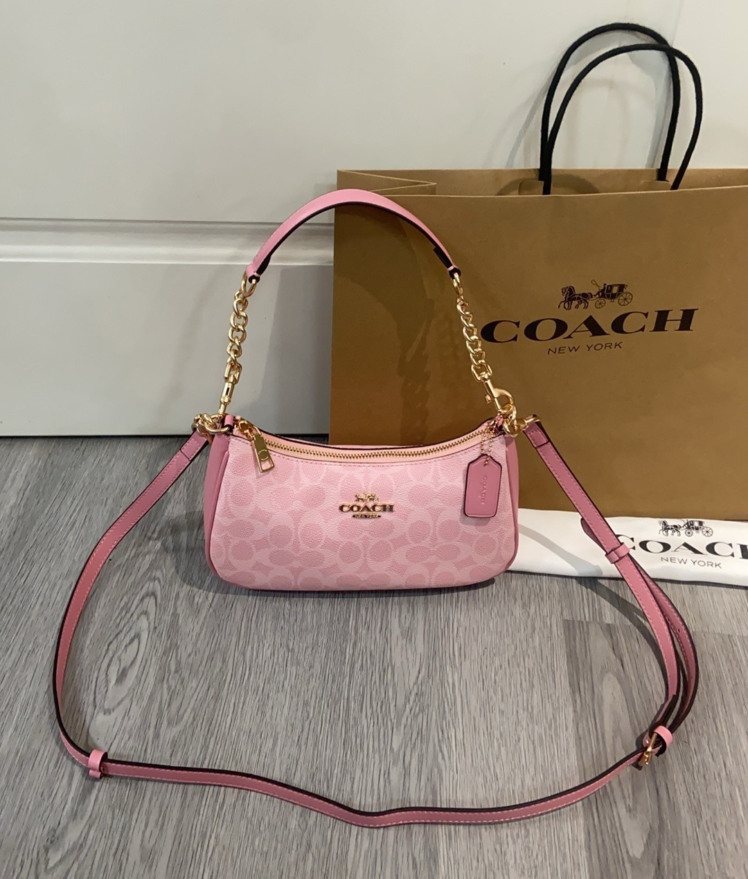 COACH Teri Shoulder Bag In Signature Canvas Crossbody Handbag CV933 Dusty Pink