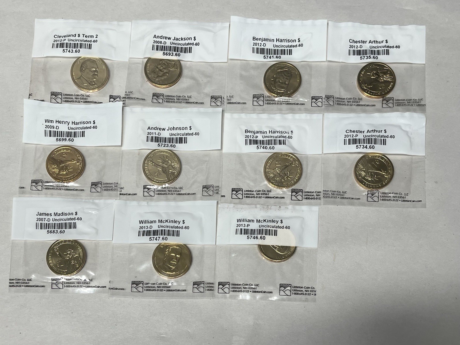 Lot 11 Presidential $1 Coins Littleton Uncirculated P D 2007-2013 tel:2007-2013