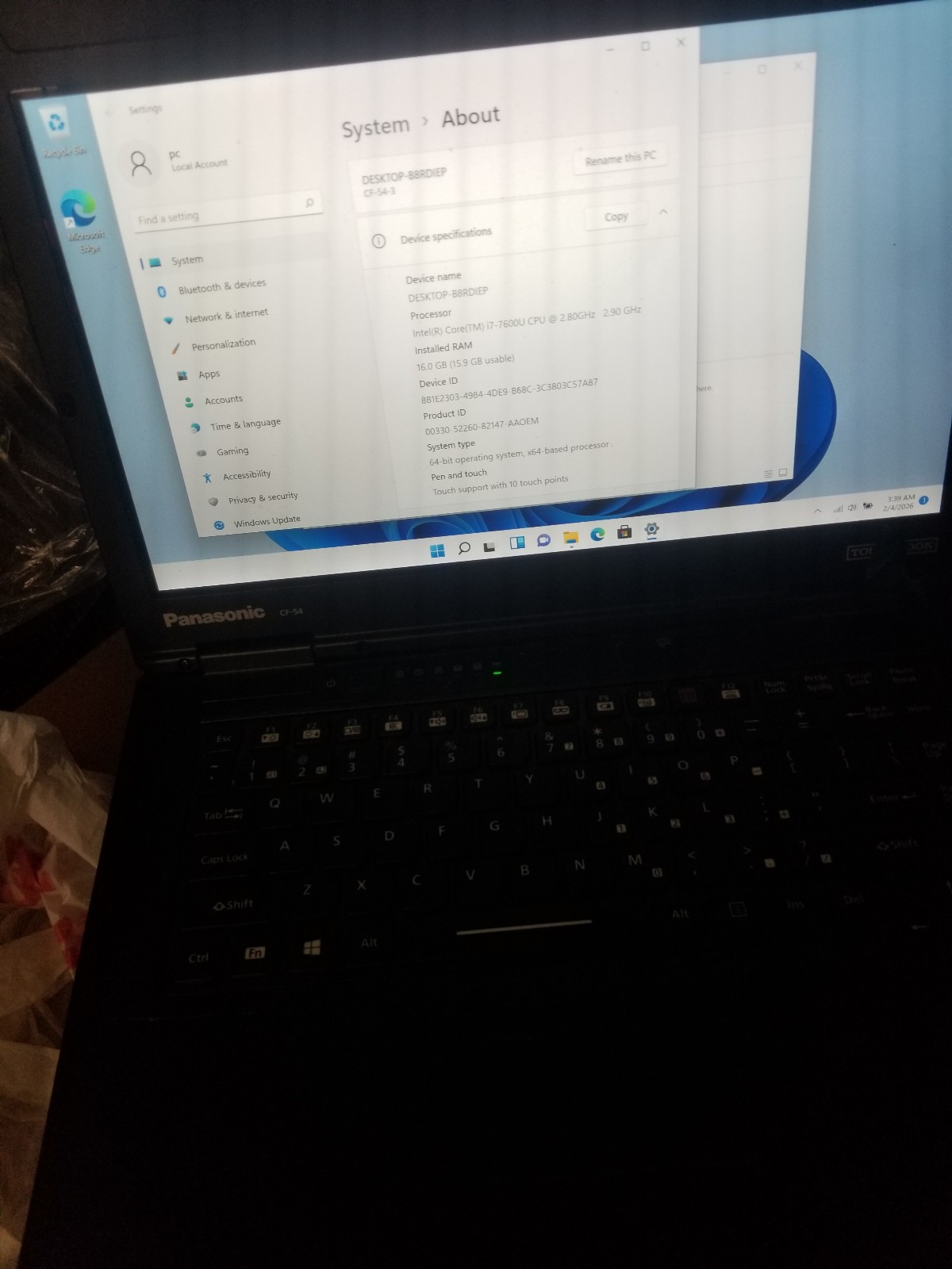 Nice Panasonic Toughbook CF-54-3  Touchscreen i7-7600U 16GB 512GB SSD