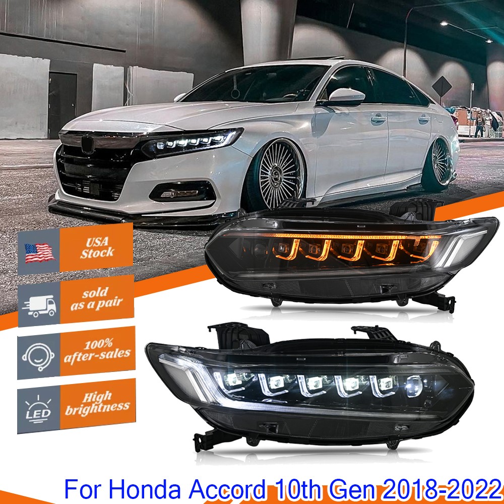 2x Upgrate LED Headlights Projector For Honda Accord 10th Gen 2018-2022 Assembly