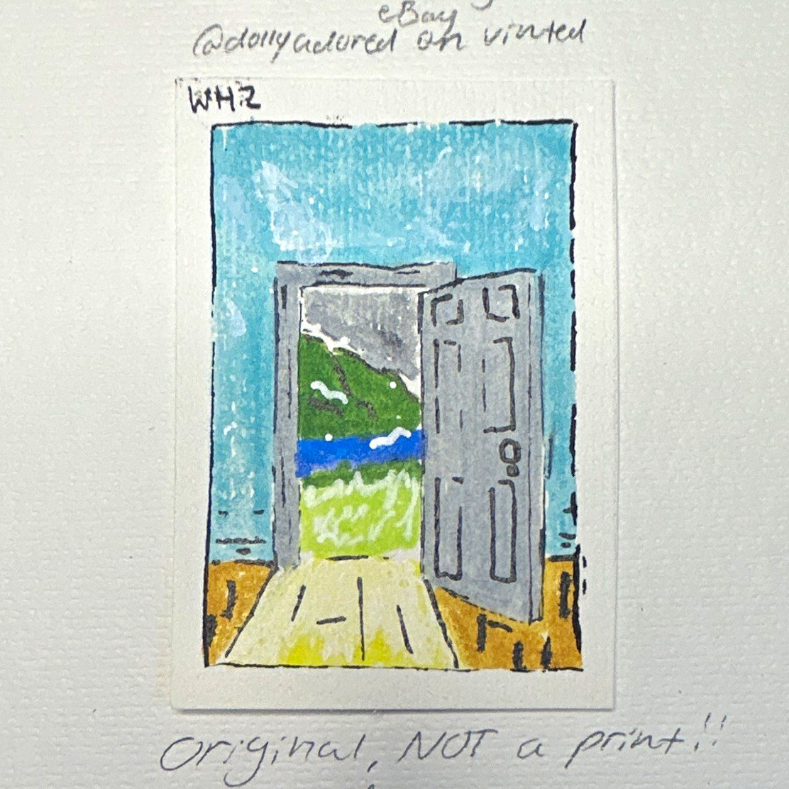 ACEO Original Signed Doorway Nature Portal Unframed
