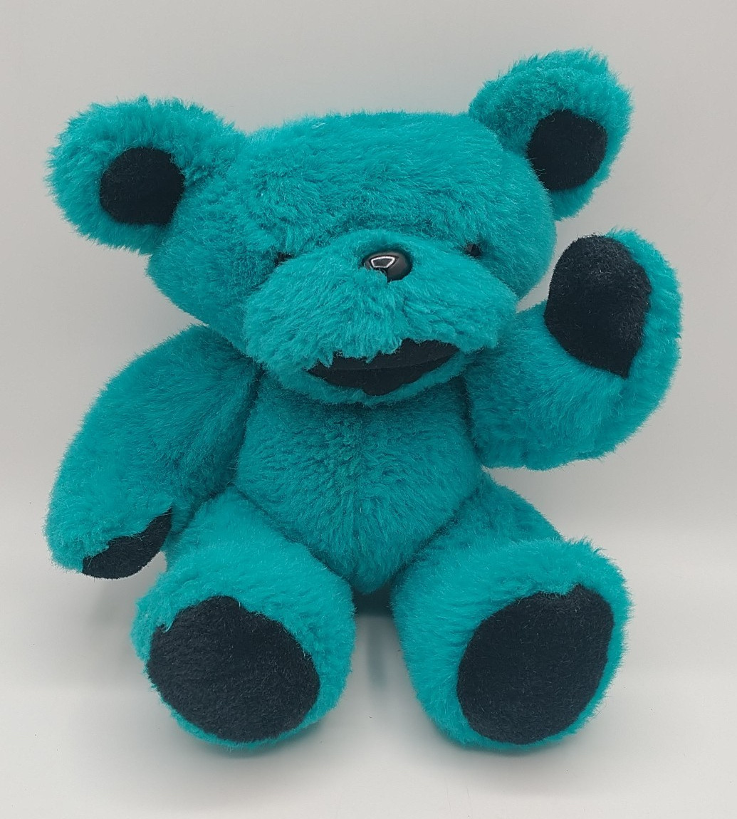 Grateful Dead Dancing Bear Aqua Teal Blue Jointed Plush 1990 Steven Smith RARE