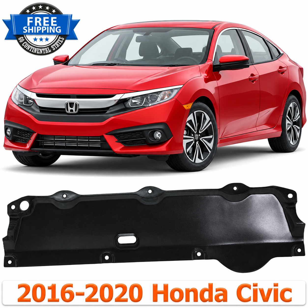 NEW Front Engine Splash Shields For 2016-2021 Coupe Sedan Honda Civic HO1228160