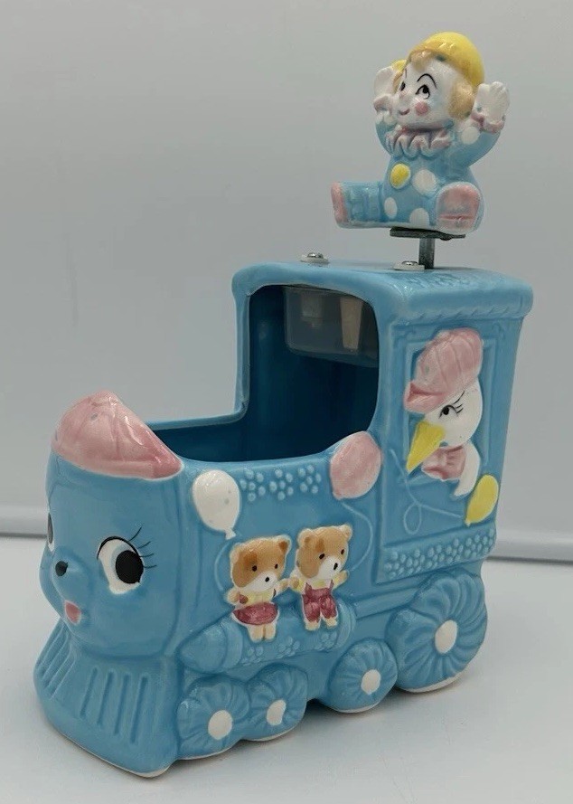 VTG 1960 Rubens Orig LA Nursery Music Box Ceramic Planter Japan Plays Lullaby 6” VTG 1960 Rubens Orig LA Nursery Music Box Ceramic Planter Japan Plays Lullaby 6”